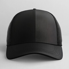 a mockup of a black trucker hat