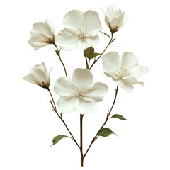 Fototapeta premium Delicate white flowers arrangement nature photography indoor close-up. Isolated on transparent background, png.