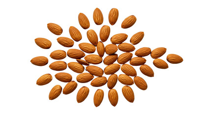 Top View Of Almonds Isolated on transparent background, PNG 