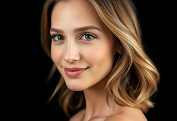 Obraz premium Female portrait on black background