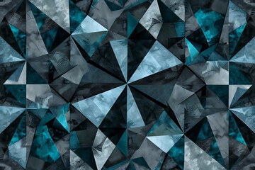 Dynamic Abstract Mosaic of Interlocking Teal and Gray Triangles