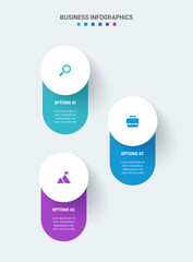 Vertical progress bar featuring 3 arrow-shaped elements, symbolizing the three stages of business strategy and progression. Clean timeline infographic design template. Vector for mobile presentation.