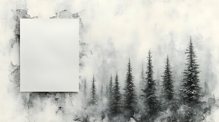 Naklejka premium Misty forest scene with blank canvas