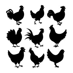 Hen silhouette bundle vector design