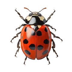 Ladybug close-up photography garden insect natural habitat macro. Isolated on transparent background, png.
