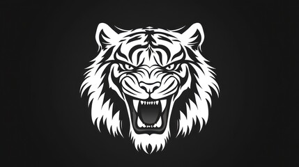 Obraz premium White Tiger Head, Graphic Design, Black Background
