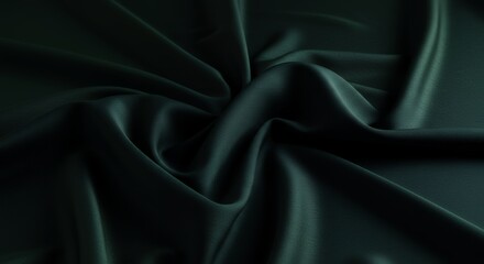 Fototapeta premium Close up view of dark green fabric with texture and folds for design and backgrounds