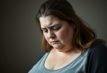 Fototapeta premium Overweight female with gloomy expression