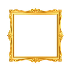 Vintage rectangle gold frame in oriental style for web or presentation use, isolated on transparent background