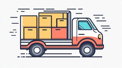 Fototapeta premium Moving Truck, Fast Delivery, City