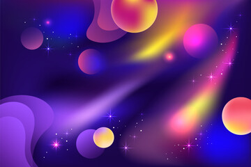 Colorful space. Universe and planets. Starry sky. Vector gradient illustration. EPS 10.