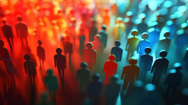Niche audience segmentation illustrated through vibrant colors and diverse figures representing market analysis