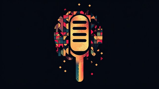 Creative podcast logo showcasing unique typography with vibrant colors and geometric patterns in modern design