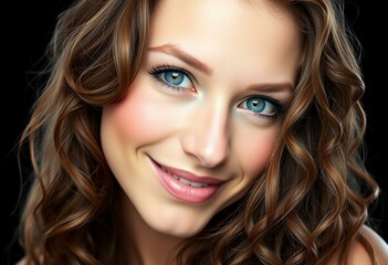 Obraz premium Photorealistic female portrait on black background