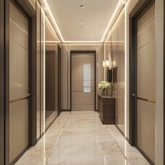 Modern Hallway with Glossy Floor