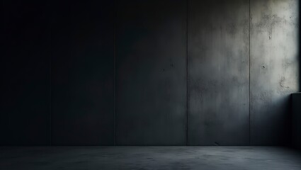 Moody dark concrete wall background mockup, rough and industrial texture, dramatic lighting from one side, ideal for modern product display or tech branding.