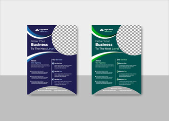 "Creative Corporate Business Flyer Design &ndash;  A4 Size Vector Templates in Two Colors - Blue & Green Cover Layouts for Brochure, Presentation or Poster Design"