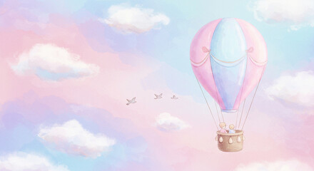 Fototapeta premium Watercolor Aerial Adventure