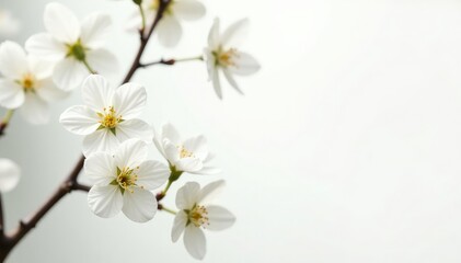 Obraz premium Delicate white blossoms against pure white backdrop, delicate, design