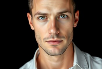 Fototapeta premium Male portrait on black background