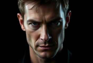 Fototapeta premium Male portrait on black background