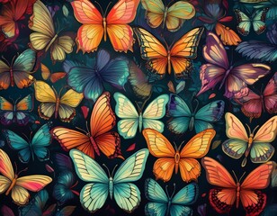 lots of different multicolored butterflies illustration
