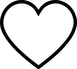 Simple Black Heart Outline on transparent Background