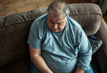Obraz premium Portrait of a melancholic overweight male