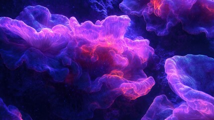 Fototapeta premium Ethereal Underwater Bloom Vibrant Purple and Pink Coral Reef