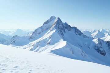 Snow-covered mountain peak, pristine white landscape, pure, scenery