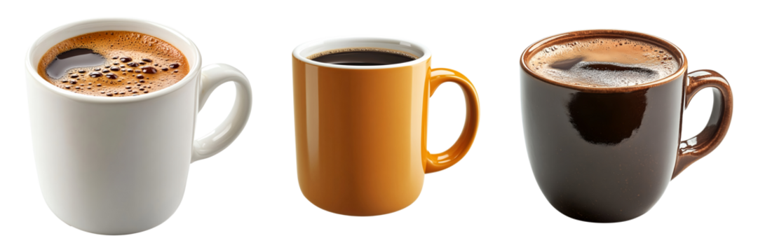 Set of coffee mugs isolated on transparent background - Powered by Adobe
