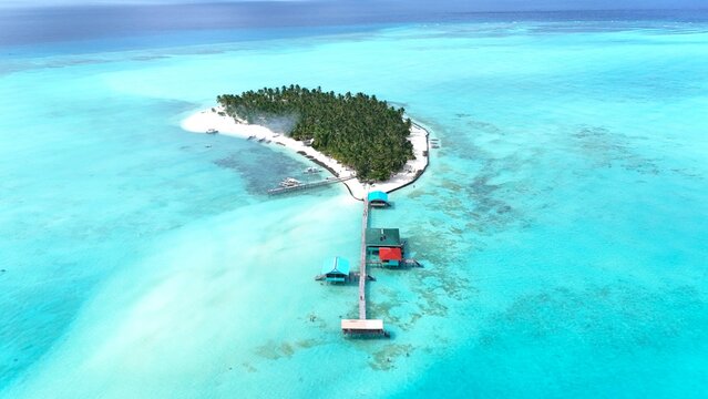 Aerial View of Onok Island, Balabac Region, Philippines &ndash; Tropical Beach, Clear Water, and Coral Reefs