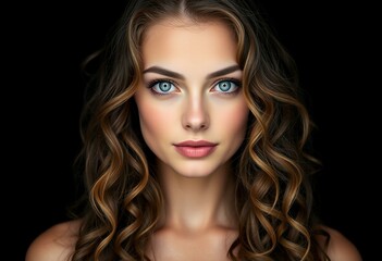 Fototapeta premium Female portrait on black background