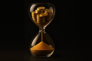 Gold Tokens Melting Through Time — Amortization Metaphor