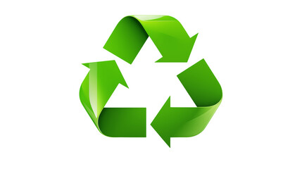 A vivid green recycling symbol isolated on transparent background	
