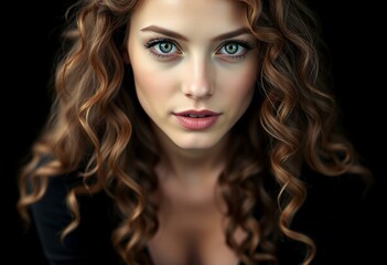 Female portrait on black background