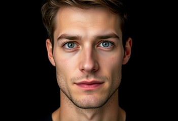 Fototapeta premium Male portrait on black background