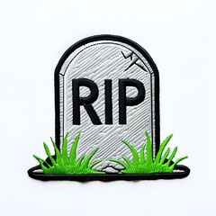 Whimsical Gravestone Embroidered Patch &ndash; Halloween Themed Hat Accessory Illustration