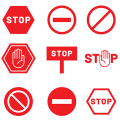 Restricted area vector icon collection. Prohibited sign