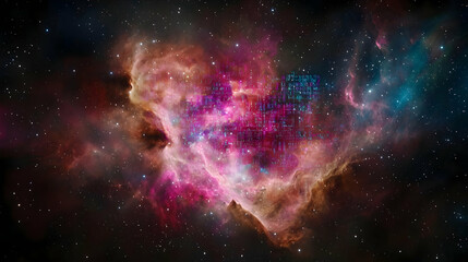 Fototapeta premium Colorful Deep Space Nebula with Starry Patterns
