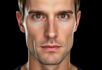 Fototapeta premium Photorealistic male portrait on black background