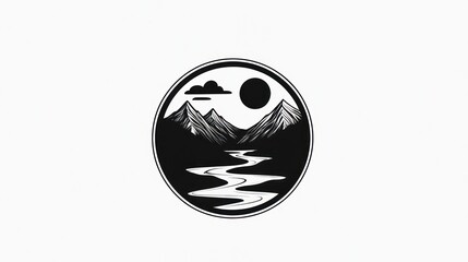 Obraz premium Mountain River Circle Graphic Design (5)