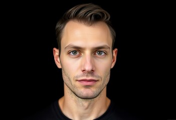 Fototapeta premium Male portrait on black background