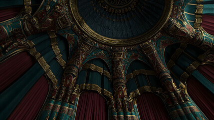 Obraz premium Ornate Vaulted Ceiling With Intricate Gold Details