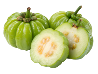 Green Tropical Fruit with Slice Revealing Interior Isolated on transparent background cutout, PNG file, Cutout file