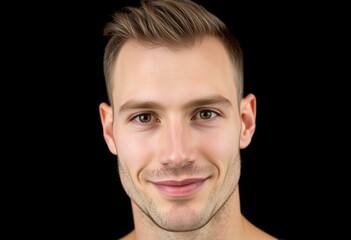 Fototapeta premium Male portrait with black background and clean-shaven face