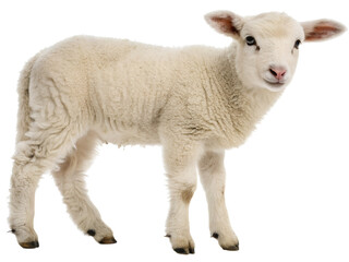 Fototapeta premium Portrait of a Cute Lamb Isolated on transparent background cutout, PNG file, Cutout file