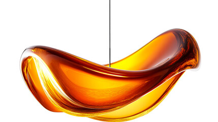 Elegant amber glass pendant lamp fixture, cut out transparent