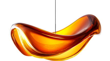 Elegant amber glass pendant lamp fixture, cut out transparent