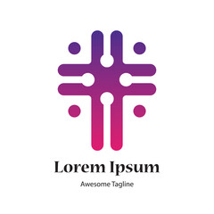 t letter tech logo design icon